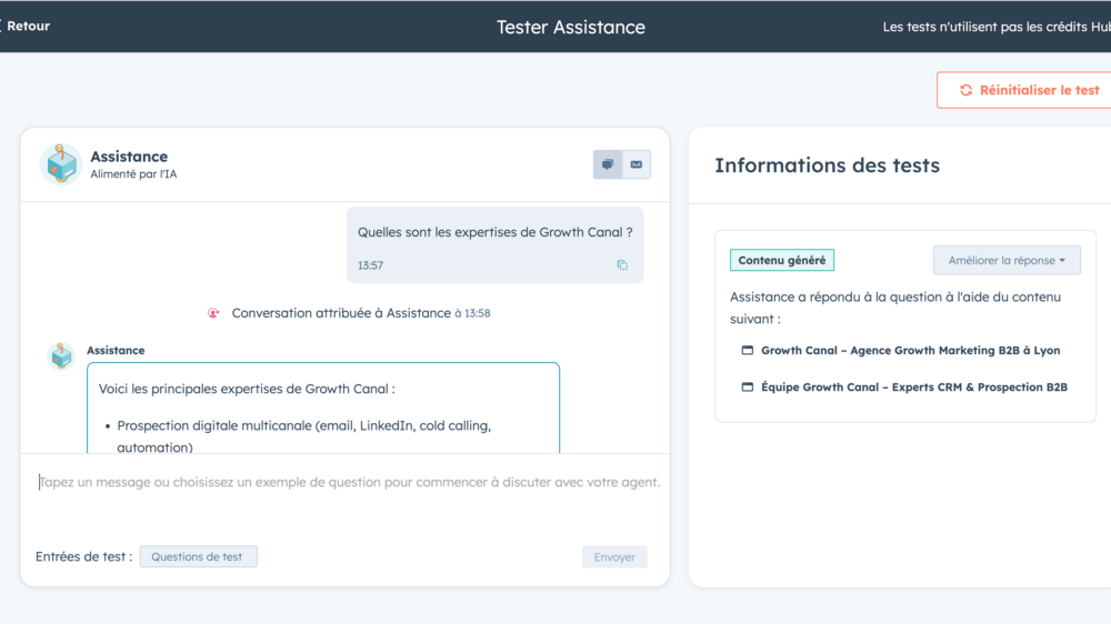 Assistant chatbot hubspot