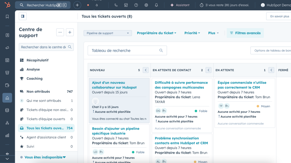 Centre de support hubspot