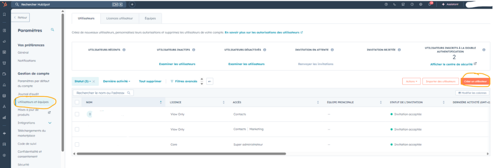 parametre hubspot